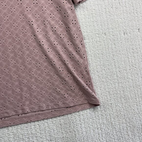 Jacqueline de Yong Womens T-Shirt Size Small Dusty Rose Eyelet Embroidery AOP - Picture 5 of 14